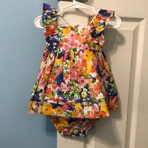 Janie and Jack Floral NWT Baby Dress with Bloomers and Hat